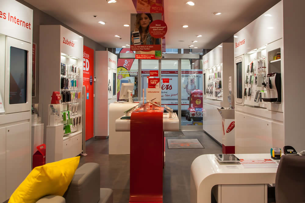Vodafone Shop von innen in Bad Oldesloe mit dem Partner MegaRepair. 